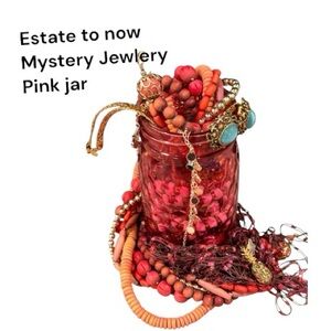Estate Vintage to now mystery jewelry pink jar over flowing greatness